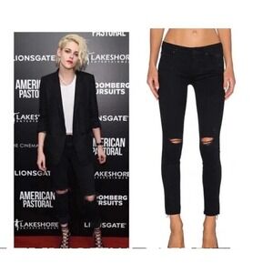 MOTHER THE LOOKER Ankle Fray Jeans Guilty As Sin Jeans Sz 25 Black